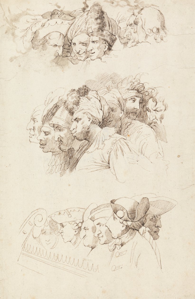 Studier af grupper af hoveder af John Hamilton Mortimer