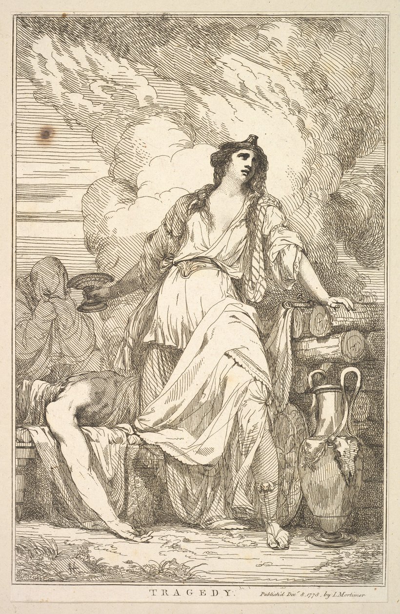 Tragedie fra femten ætsninger dedikeret til Sir Joshua Reynolds, 8. december 1778. af John Hamilton Mortimer