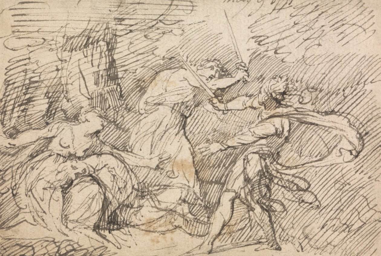 To mænd, der kæmper for en kvinde af John Hamilton Mortimer