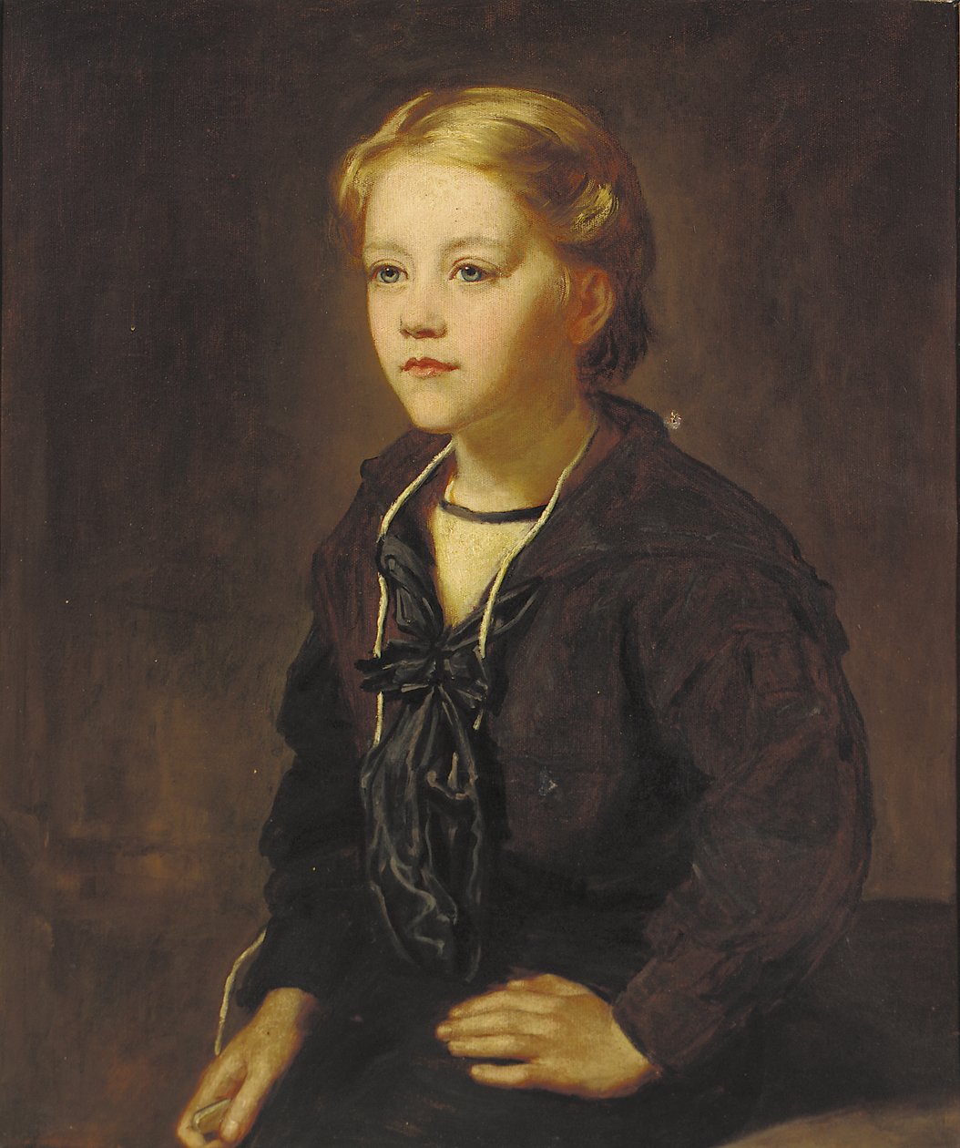 Portræt af Lewin Edward Cadogan, siddende i trekvart længde, i en sømandsdragt (olie på lærred) af John Hanson Walker