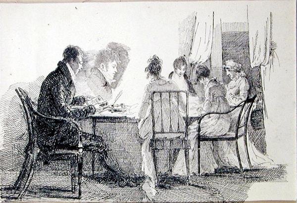 En stille aften i (pen og blæk på papir) af John Harden