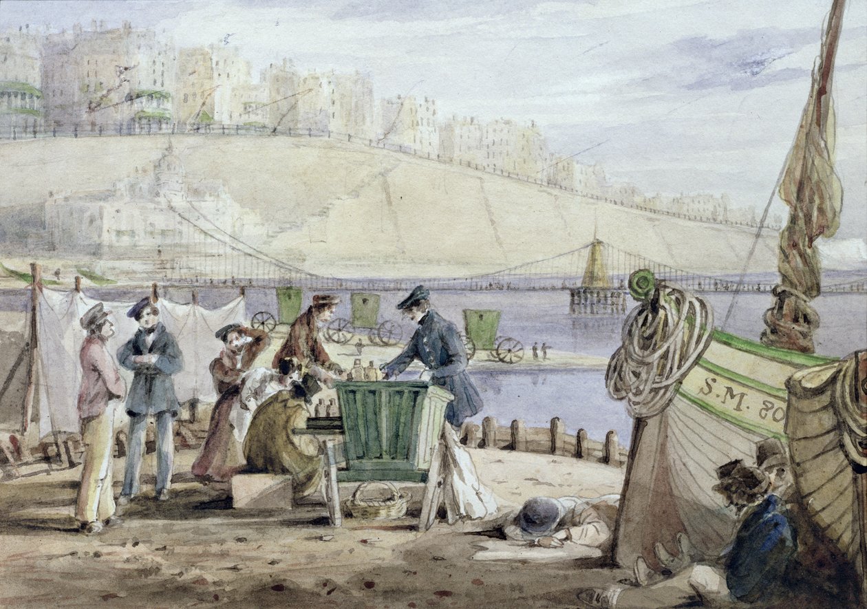 Brighton Beach, Sussex, 1844 (wc på papir) af John Harden
