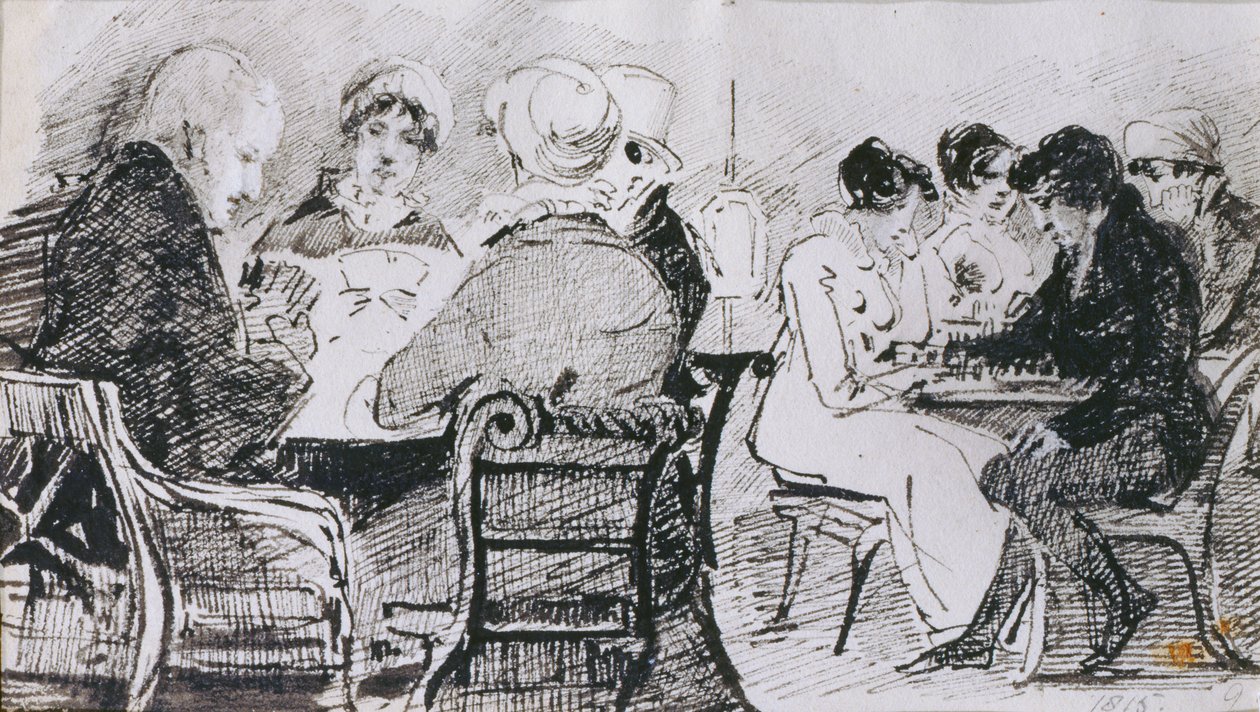 Kort og skak, 1815 (pen og blæk på papir) af John Harden