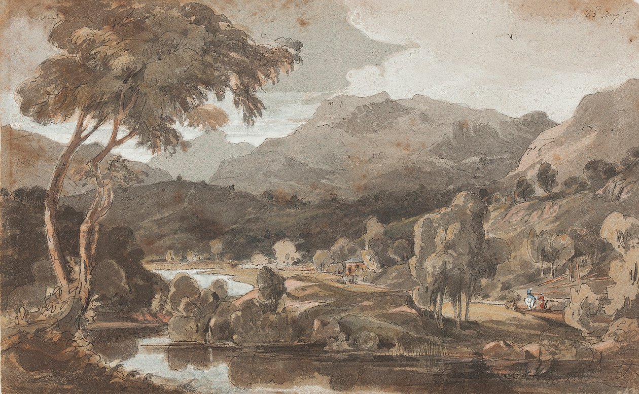 Elter Water, Lake District, Cumbria (wc på papir) af John Harden