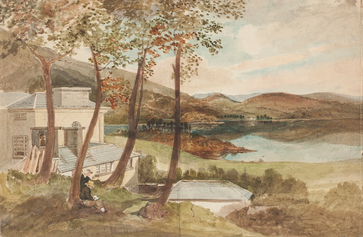 Hall og Windermere, Lake District, Cumbria (wc på papir) af John Harden