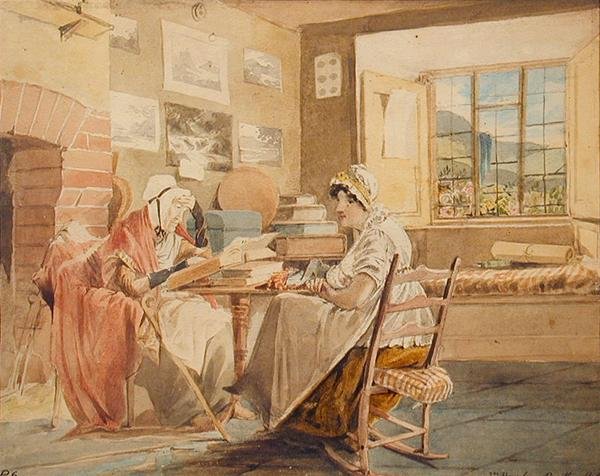 Interiør, Brathay Hall (akvarel på papir) af John Harden