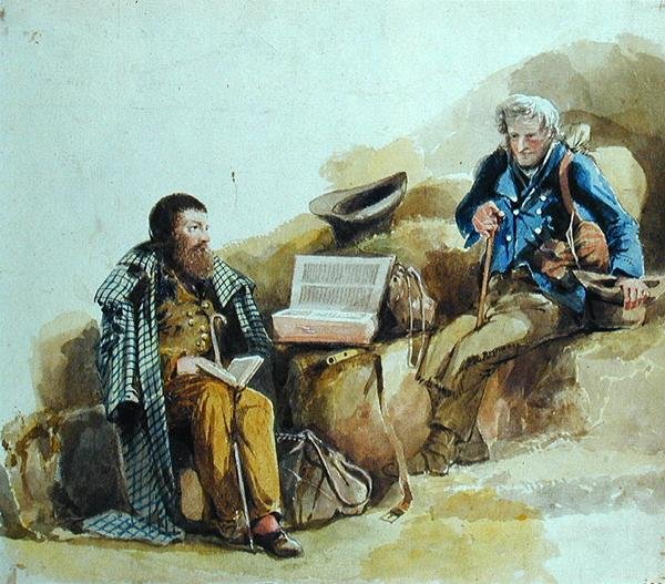 Omrejsende (akvarel på papir) af John Harden