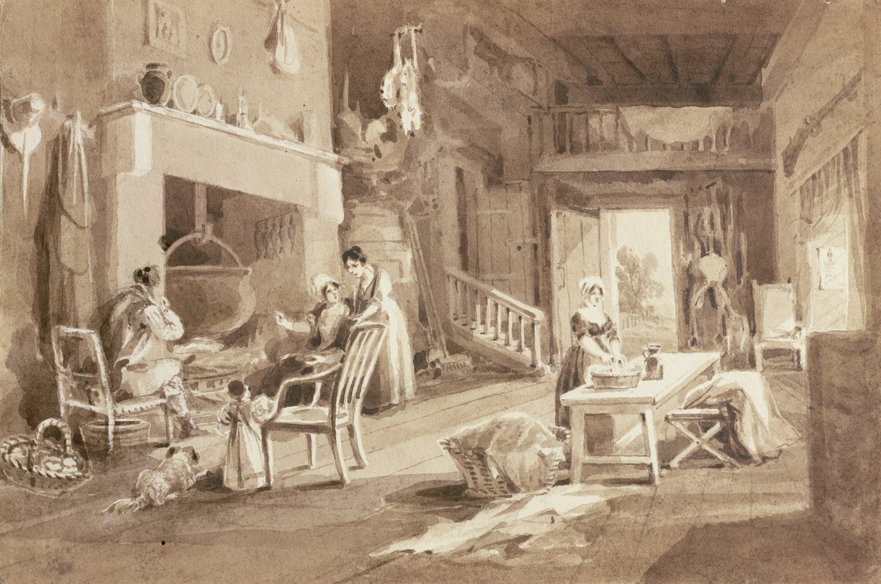 Køkken i Brathay Hall (blæk på papir) af John Harden