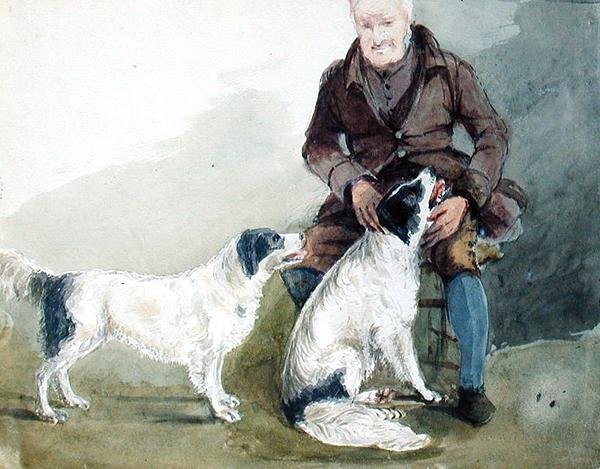 Major Gilpin og hans hunde (akvarel på papir) af John Harden