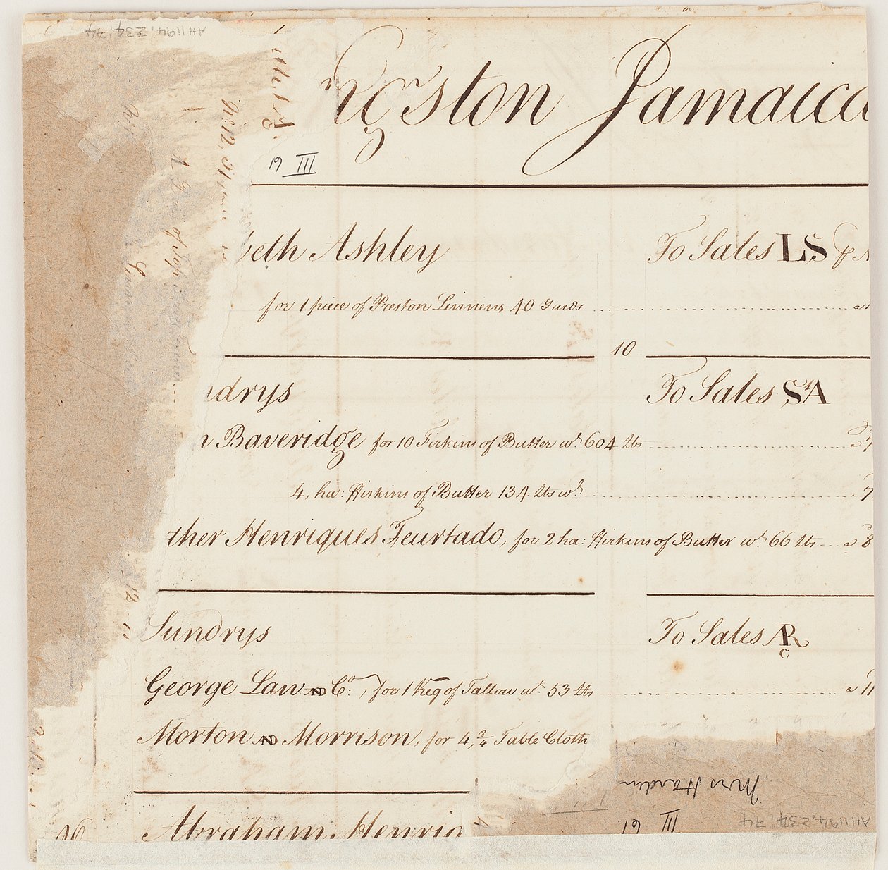 Tabulation vedrørende George Law (pen og blæk på papir) af John Harden