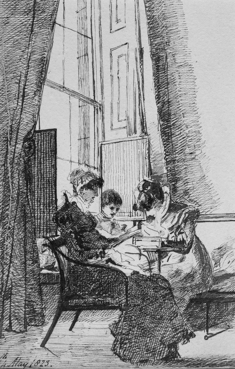 Three Women in a Georgian Interior, 24. maj 1823 (pen og blæk på papir) af John Harden