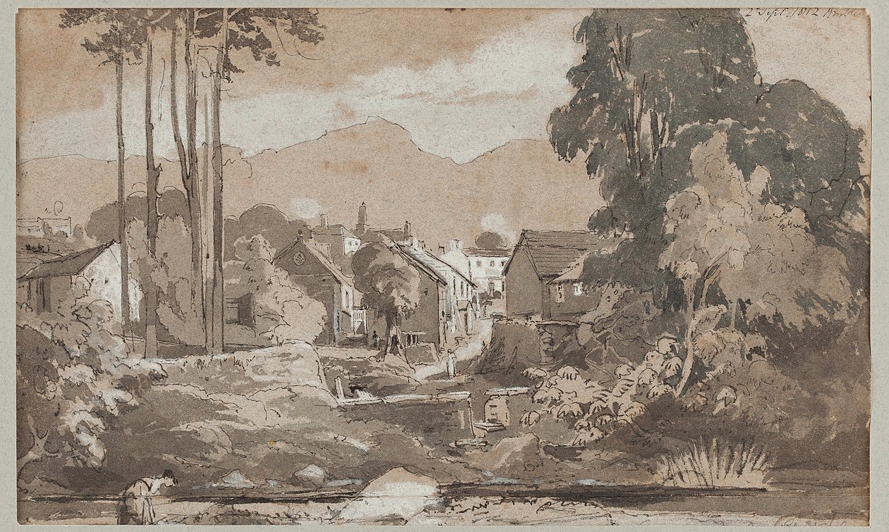 View East to Ambleside, 1812 (wc på papir) af John Harden