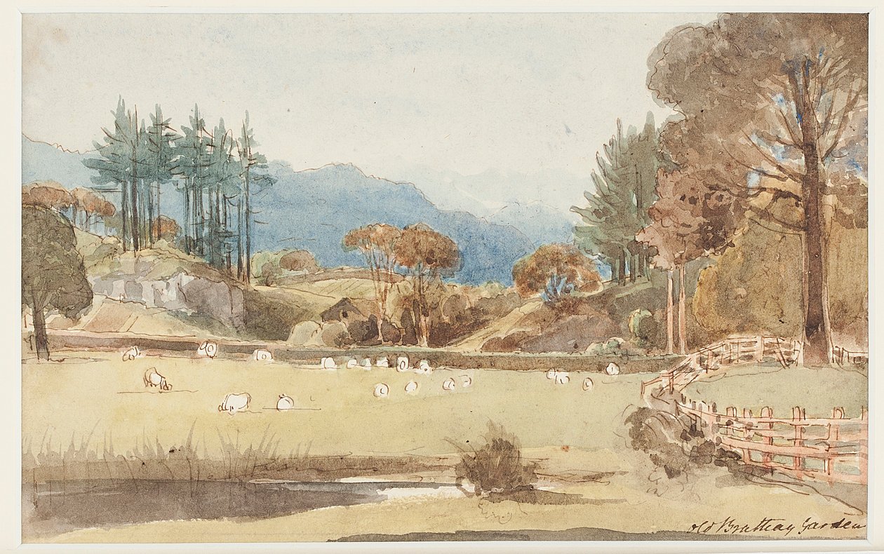 Udsigt til Langdale, Lake District, Cumbria, 1831 (wc på papir) af John Harden