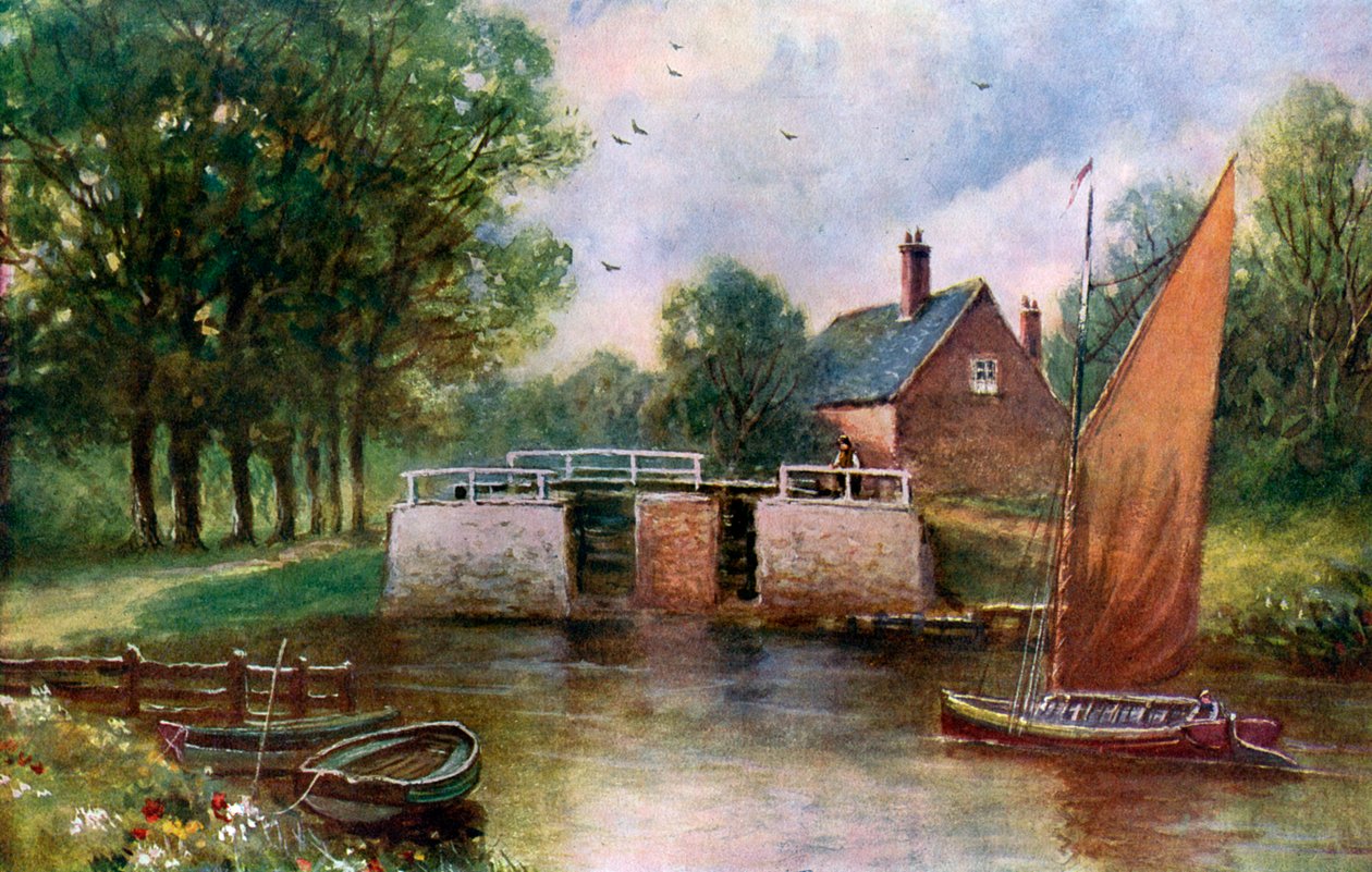 Coltishall Lock, Norfolk, 1924-1926 af John Harrap and Son