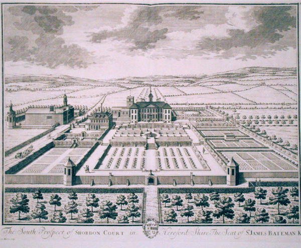 South Prospect of Shobdon Court, Herefordshire, sæde for Sir James Bateman (gravering) af John Harris