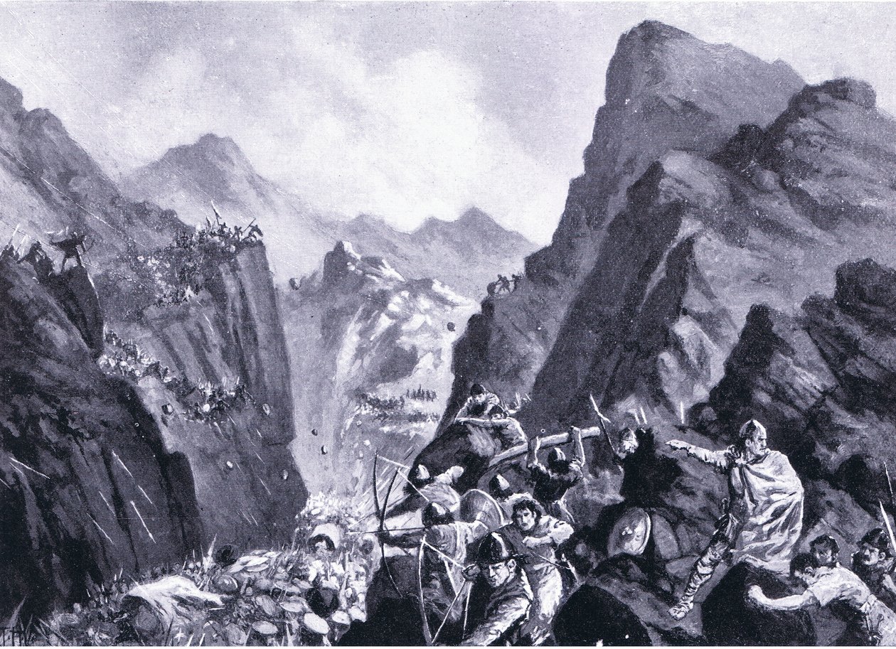 Udslettelse af den græske hær, illustration fra Hutchinsons History of the Nations VOL 4 c.1920