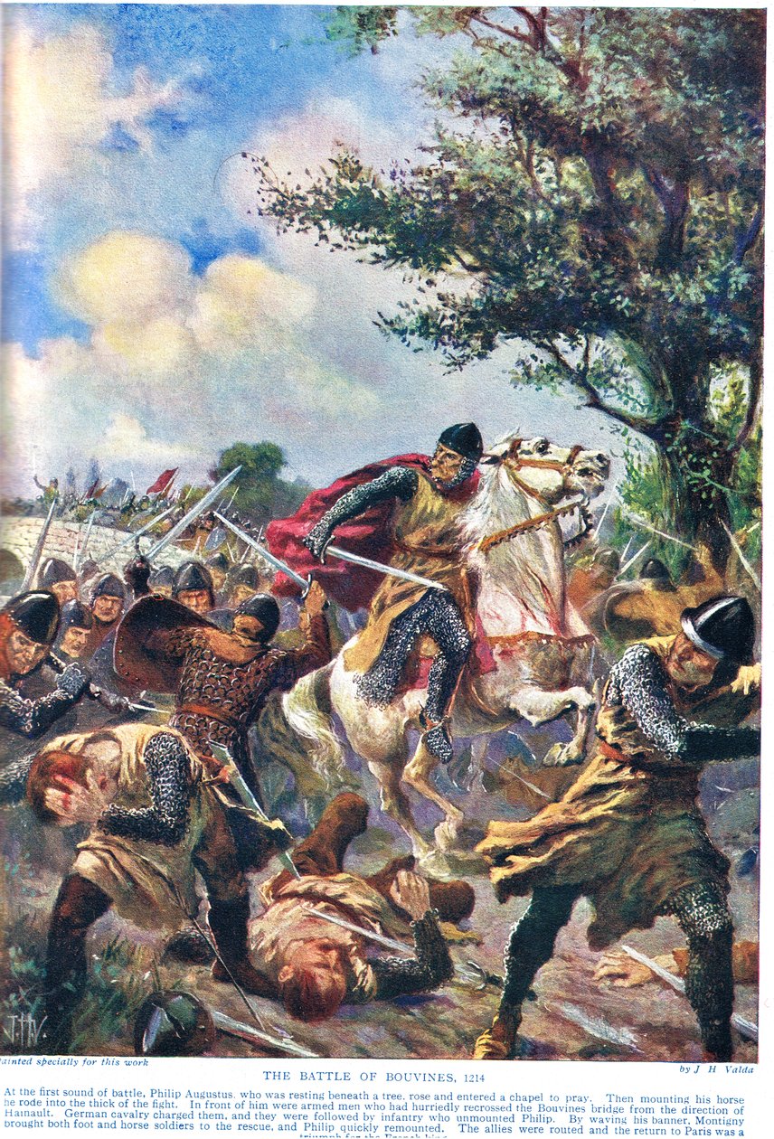 Battle of Bouvines 1214, illustration fra 