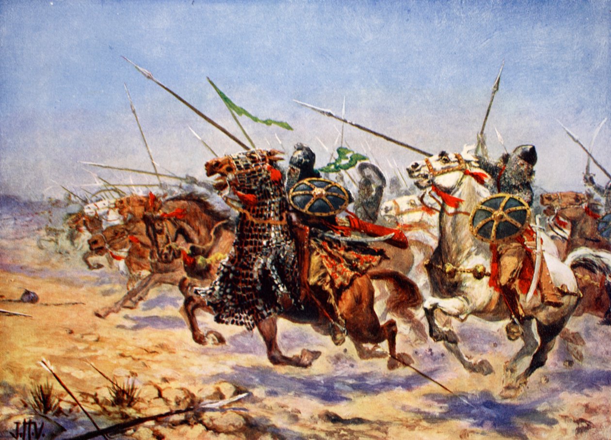 Cavalry of Shahrbaraz angreb, illustration fra 