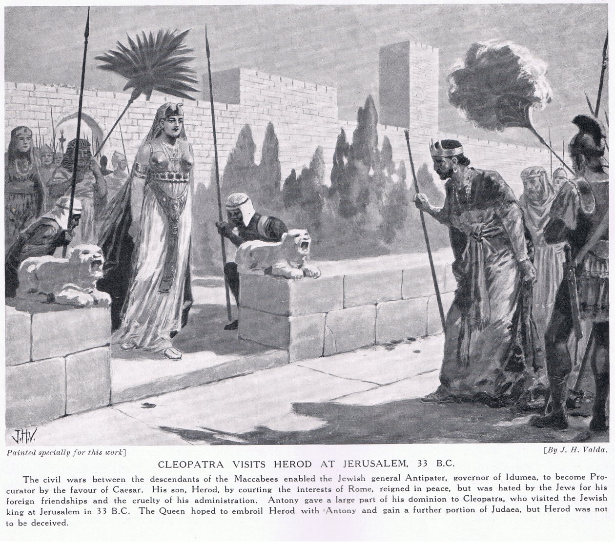 Kleopatra besøger Herodes i Jerusalem 33 f.Kr af John Harris Valda