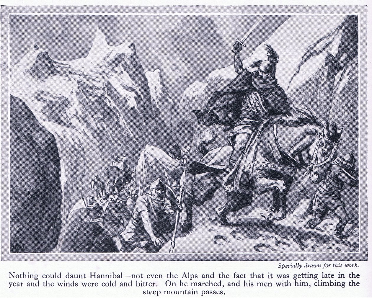 Hvordan Hannibal krydsede Alperne, ca.1950 af John Harris Valda