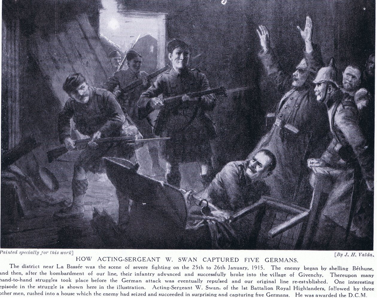 Hvordan fungerende sergent W Swan fangede fem tyskere ved Givenchy januar 1915 af John Harris Valda