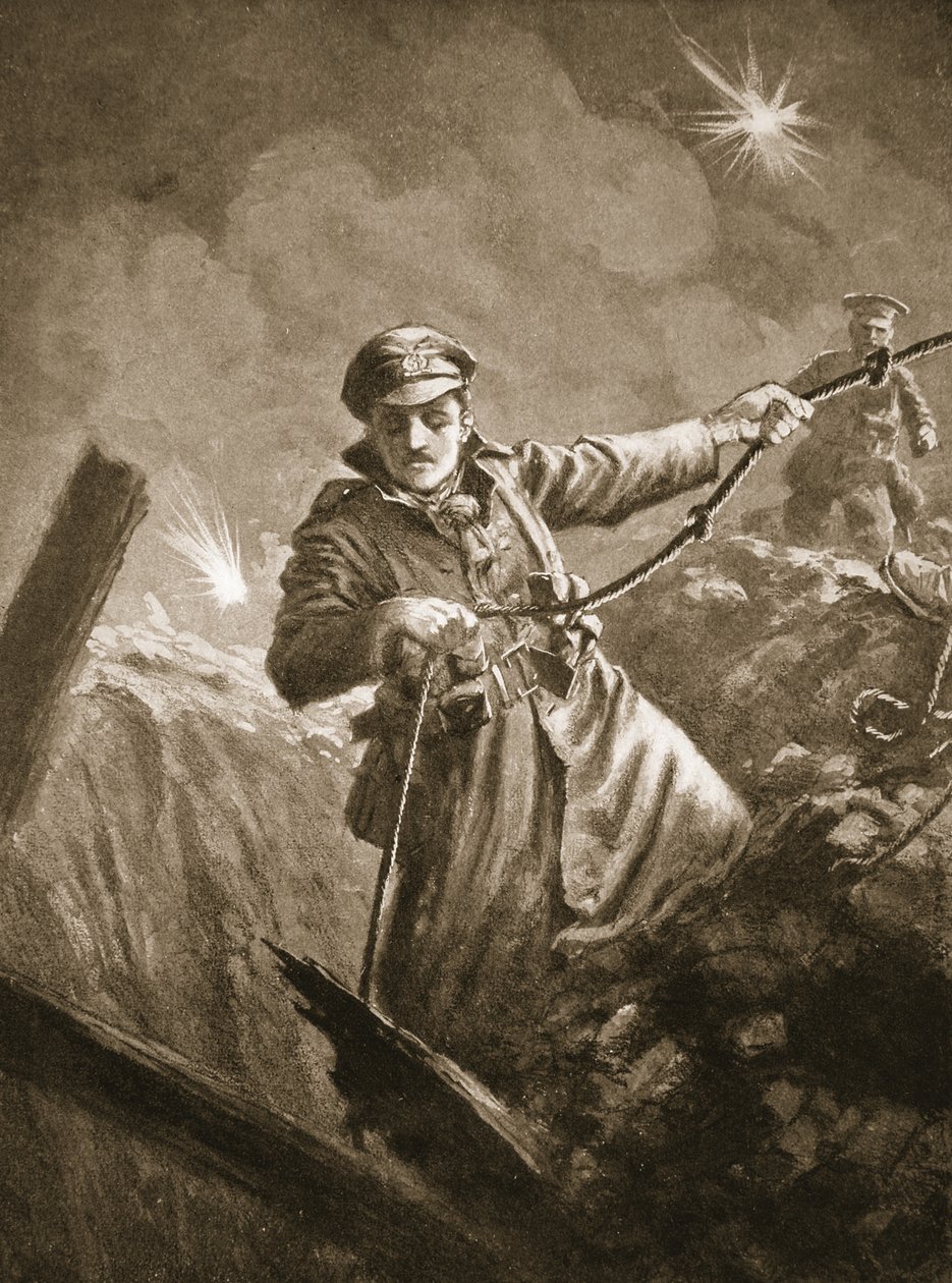 Løjtnant G.P. Burlton hjælper med at redde bevidstløse mænd fra en mineskakt af John Harris Valda