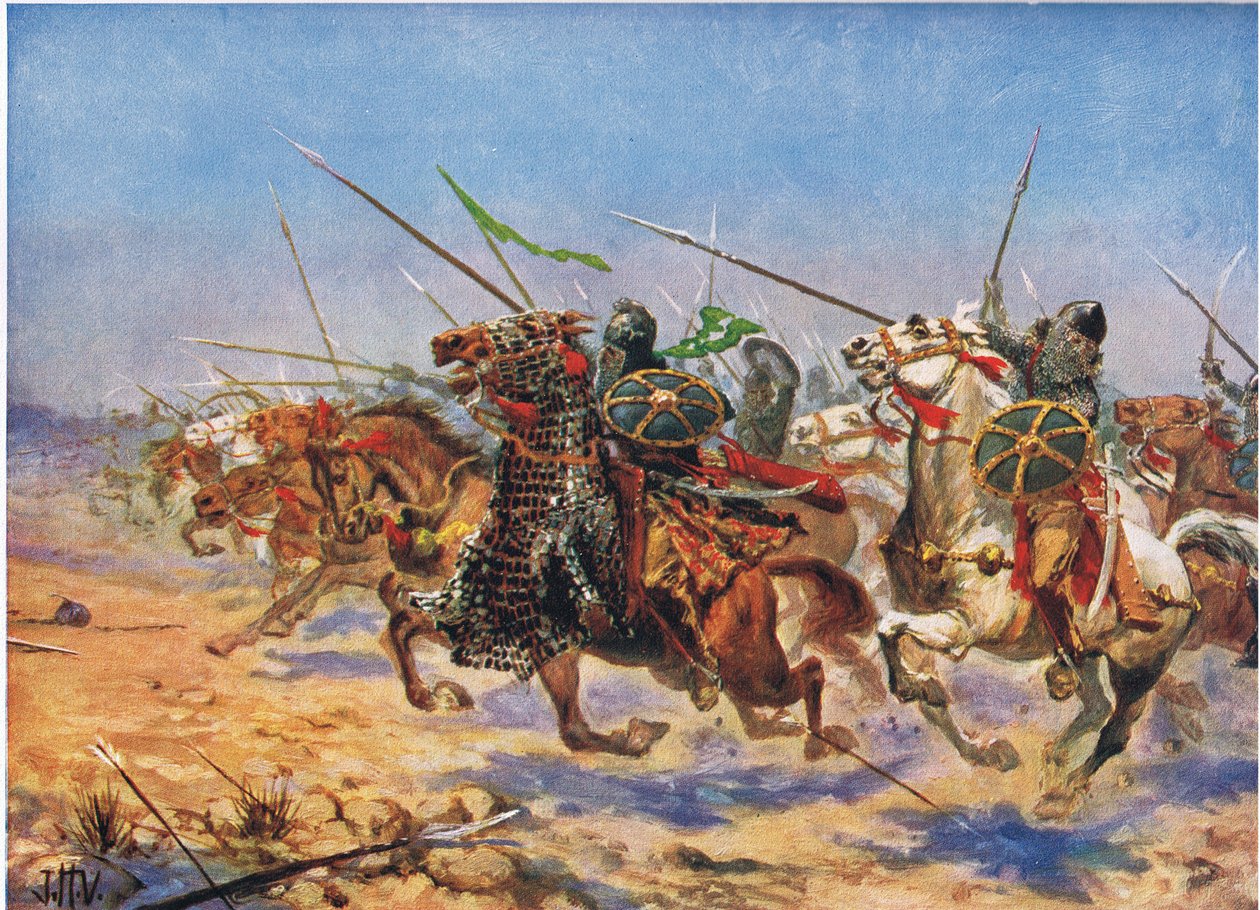 The Cavalry of Shahrbaraz Charging, illustration fra 