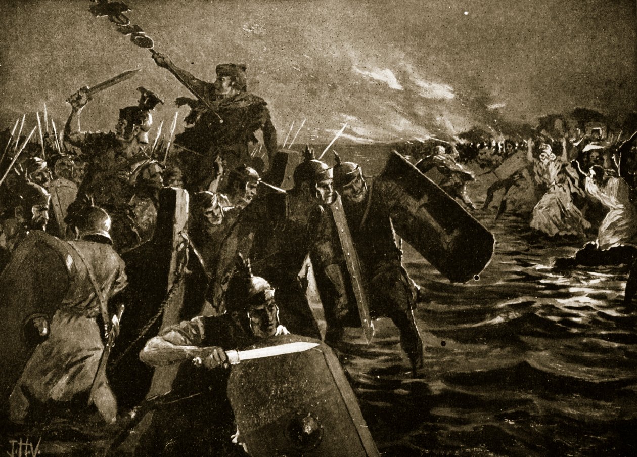 Det romerske angreb på Anglesey af John Harris Valda