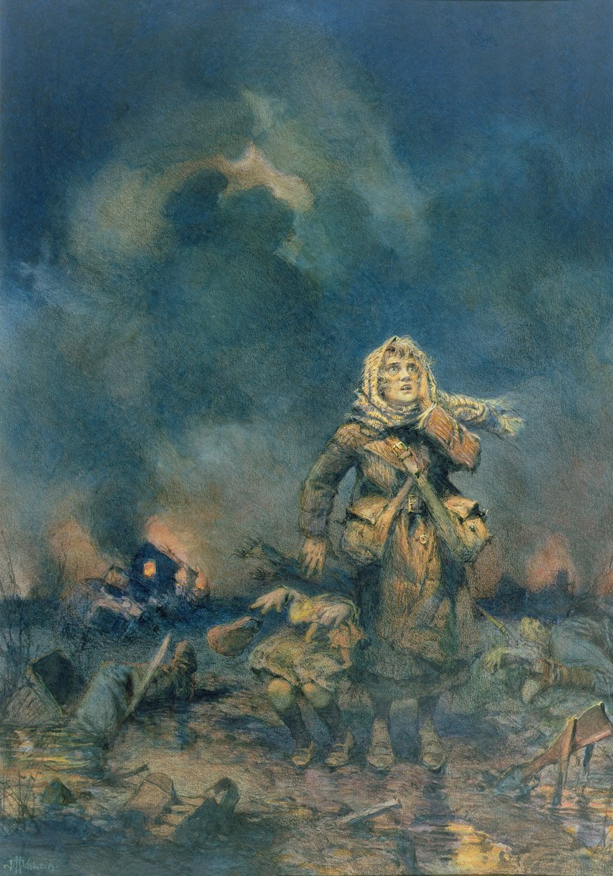 The Shell (wc og farveblyant på papir) af John Harris Valda