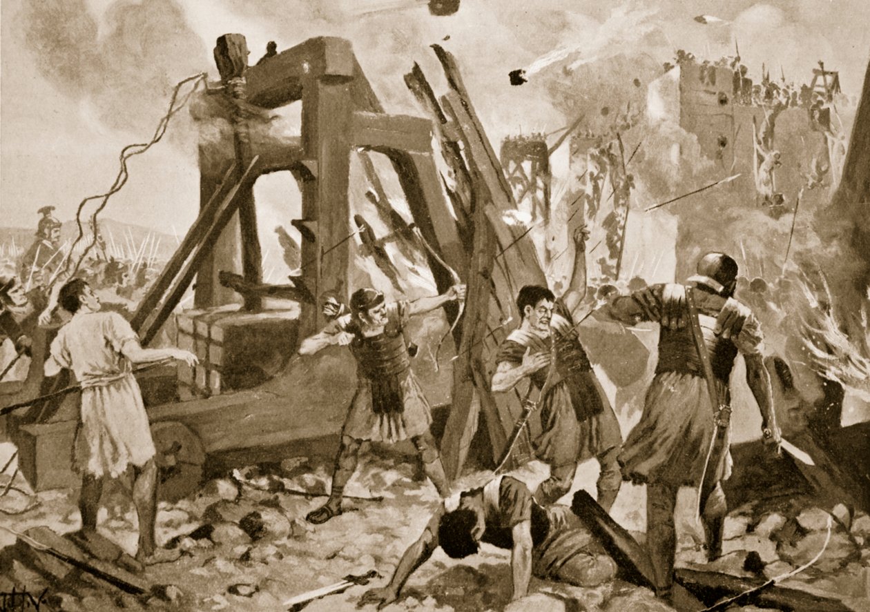 The Siege of Aquileia, 238 AD, illustration fra 