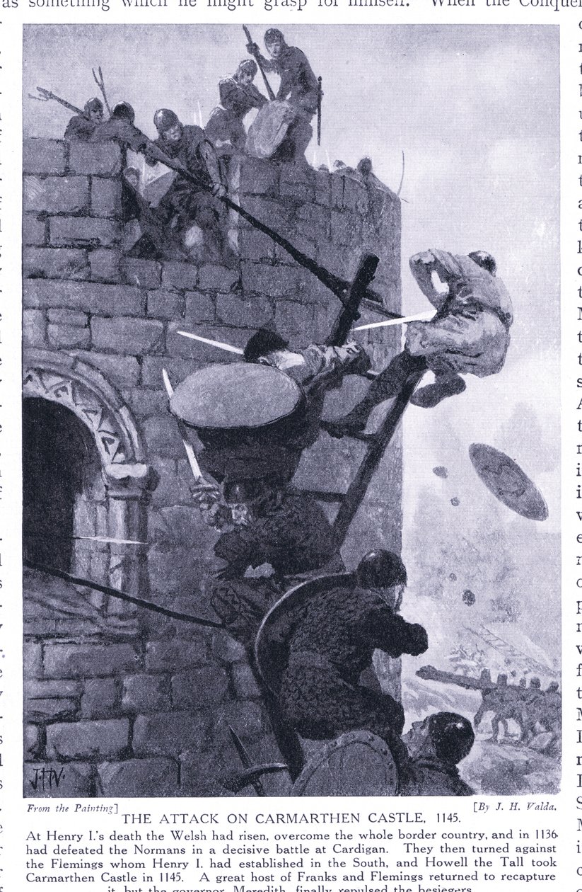Angrebet på Carmarthen Castle AD1136, 1920