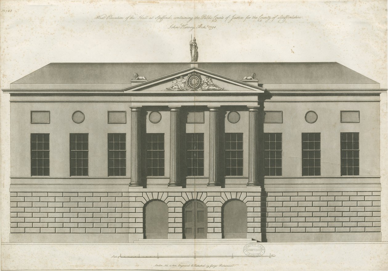 Stafford - Shire Hall: akvatintegravering af John Harvey