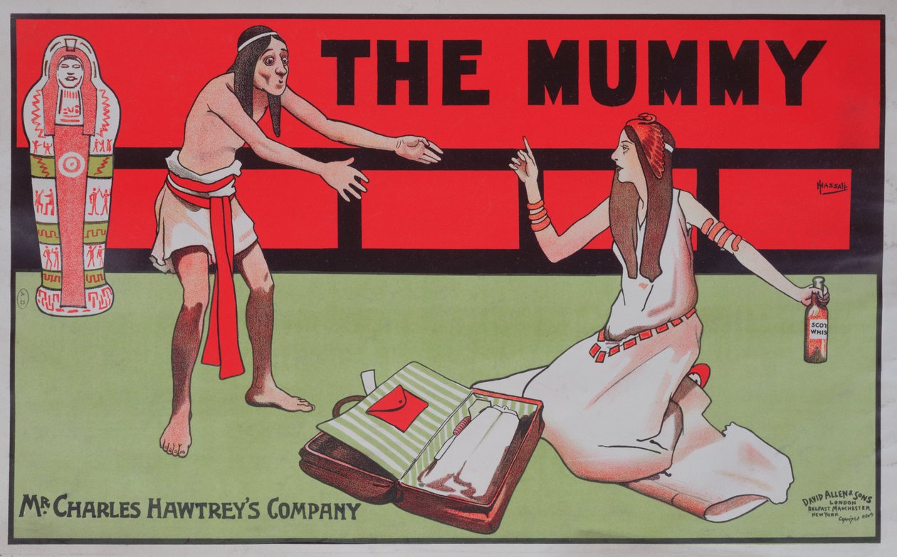 Plakatreklamewhisky fremstillet af Charles Hawtrey-firmaet, ca. 1900 (farve litho) af John Hassall
