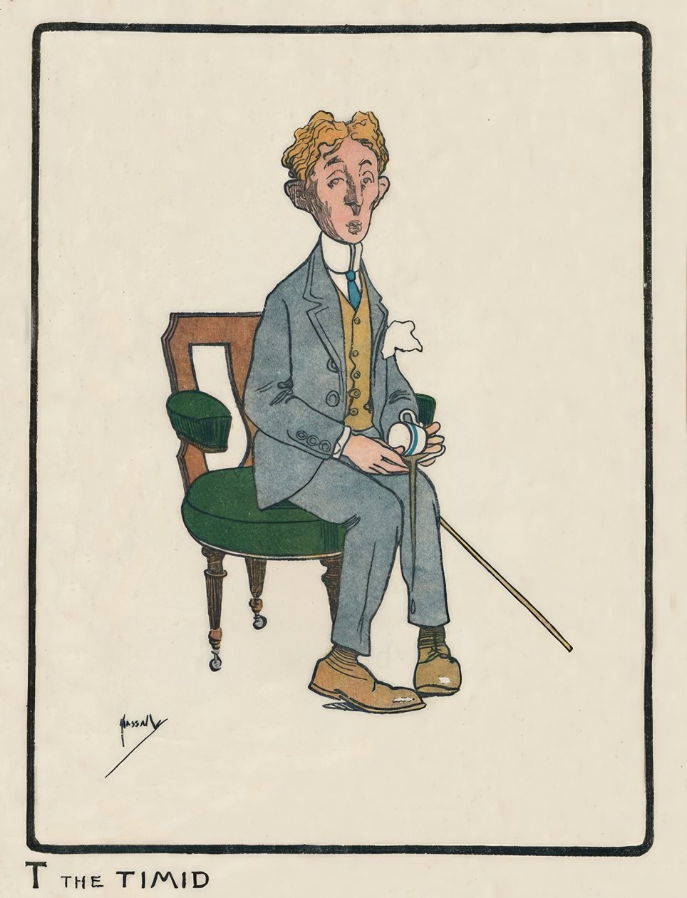T den frygtsomme / J. Hassall / tegning, 1903 af John Hassall
