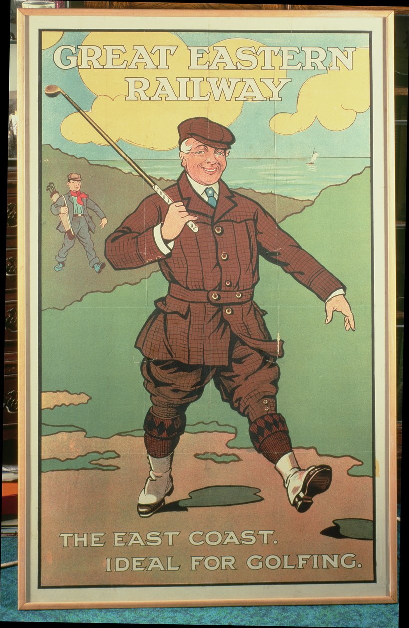 Østkysten: Ideel til golf. Plakat til Great Eastern Railway af John Hassall