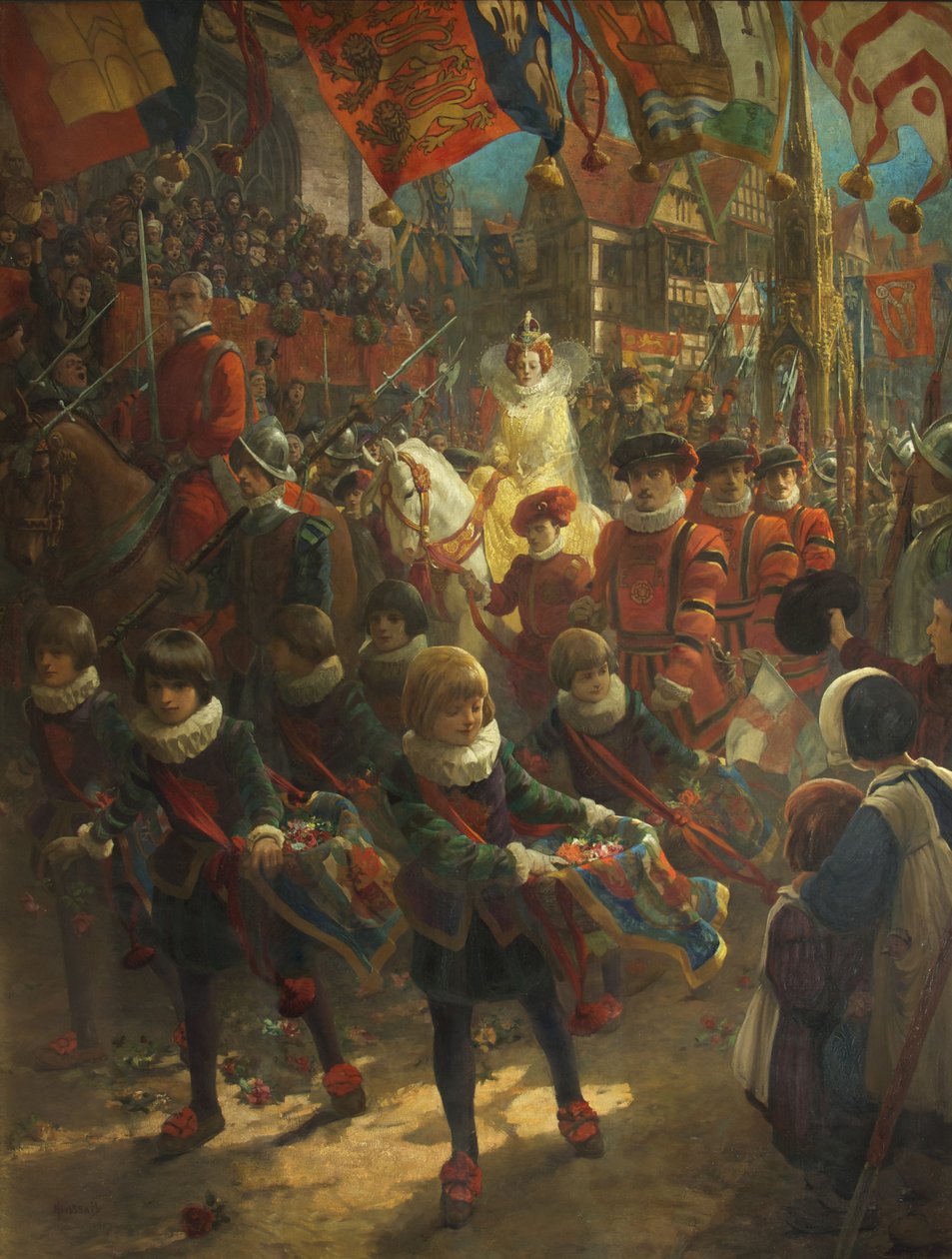 Dronning Elizabeths indtræden i Bristol den 14. august 1574 af John Hassall