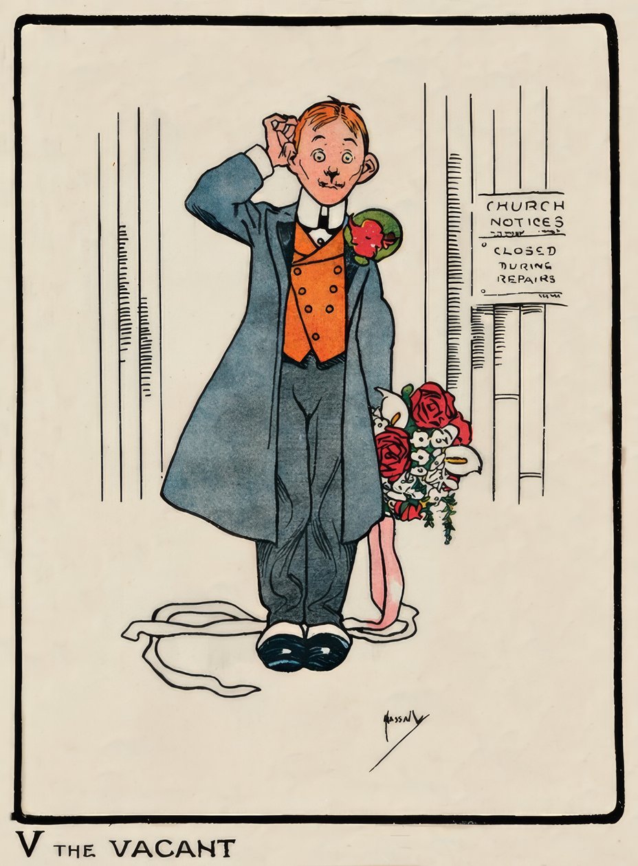 V den ledige / J. Hassall / tegning, 1903 af John Hassall