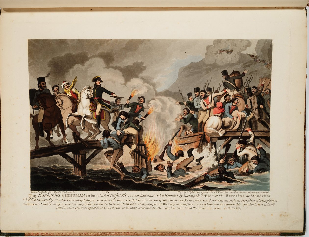 Fransk hær krydser Berezina i november 1812, 1813 af John Hassell