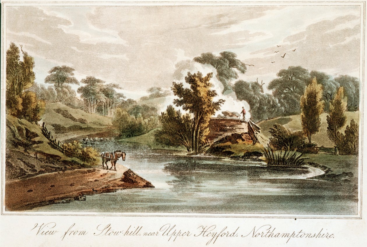 Grand Junction Canal fra Stow Hill nær Upper Heyford, Northamptonshire, 1819 af John Hassell