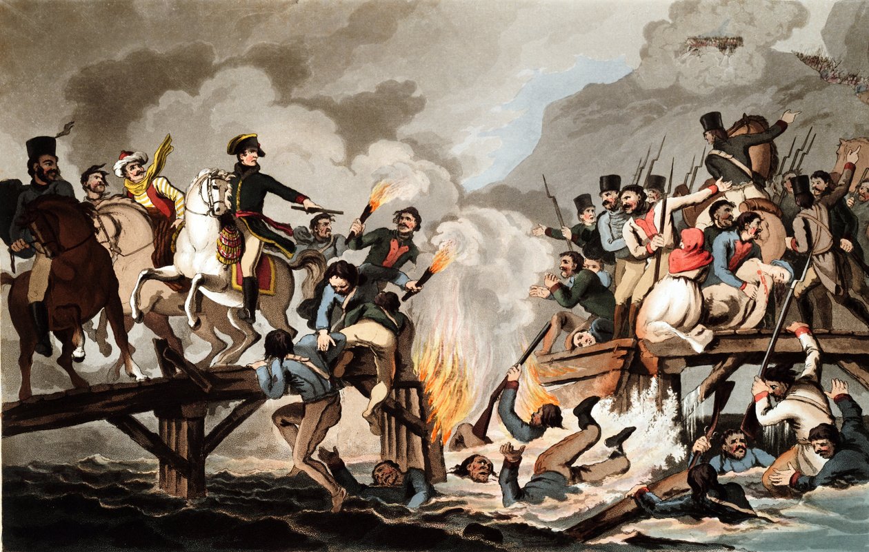 Napoleon I og den franske hær krydsede Berezina i november 1812 af John Hassell