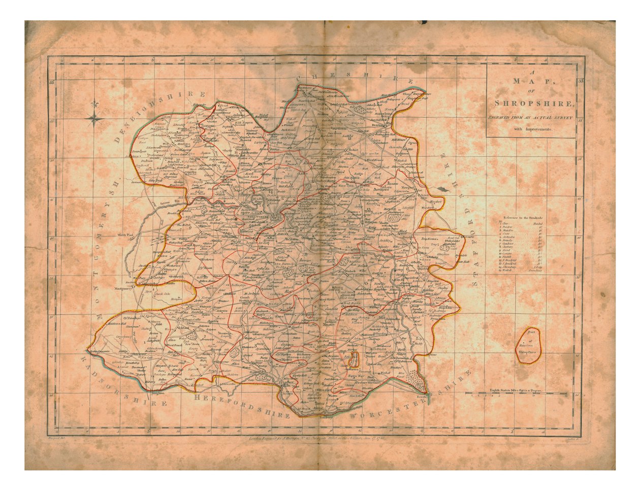 Et kort over Shropshire, c1788 af John Haywood