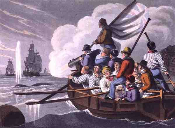 Shooting the Harpuon at a Whale, graveret af Matthew Dubourg (fl.1785-1820), udgivet af Edward Orme af John Heaviside (after) Clark