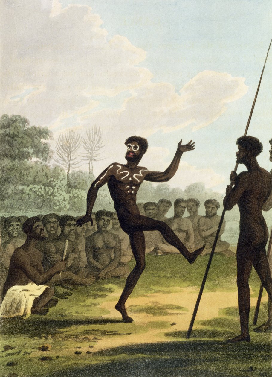 The Dance, aboriginer fra New South Wales indgraveret af Matthew Dubourg (fl.1813-1820) pub. 1813 af John Heaviside Clark