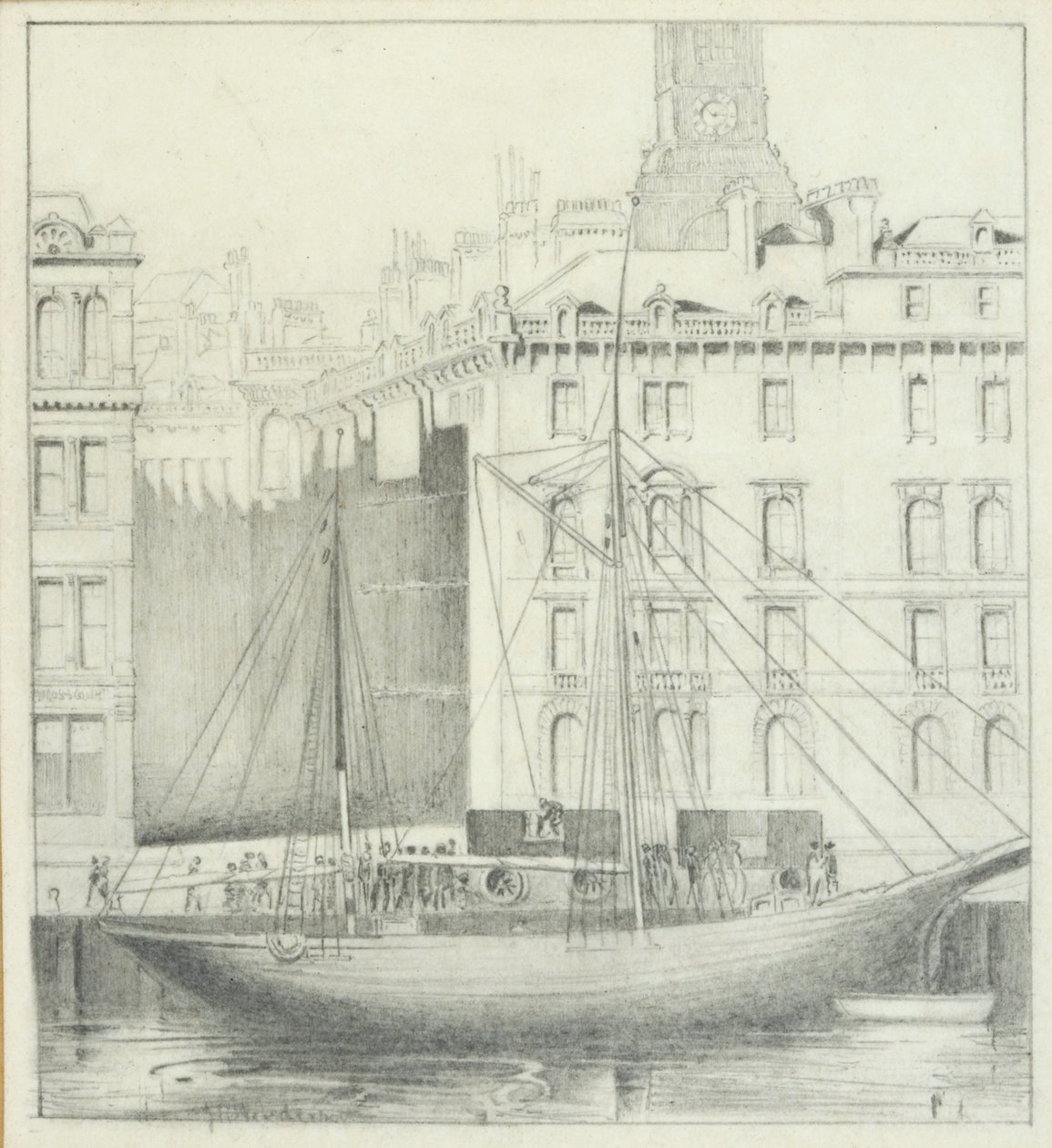 Quayside, Newcastle (blyant på kort) af John Henderson