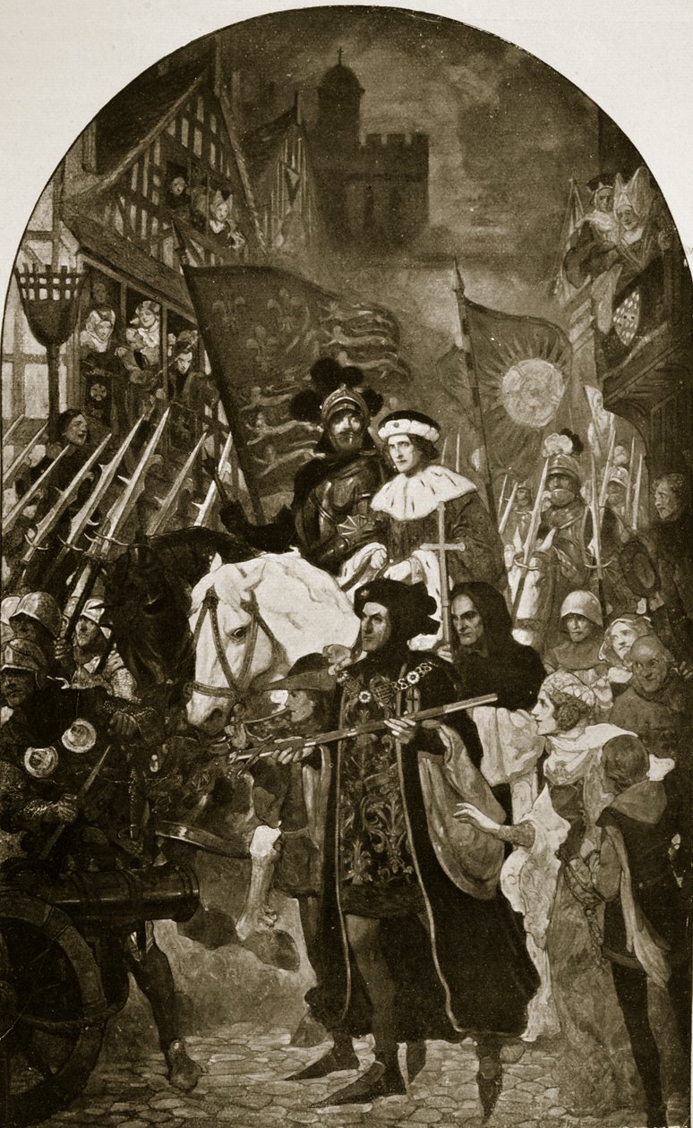 Henry VI er taget til slaget ved Barnet, 1471, illustration fra 