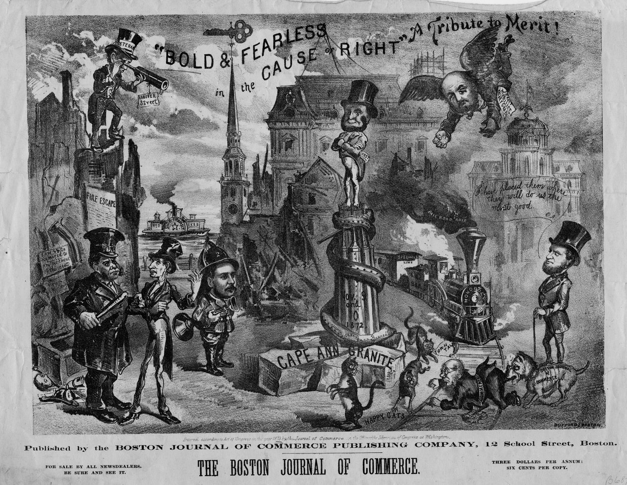 Bold und fearless in the cause of right: a tribute to merit!, udgivet af Boston Journal of Commerce, 1873 af John Henry Bufford