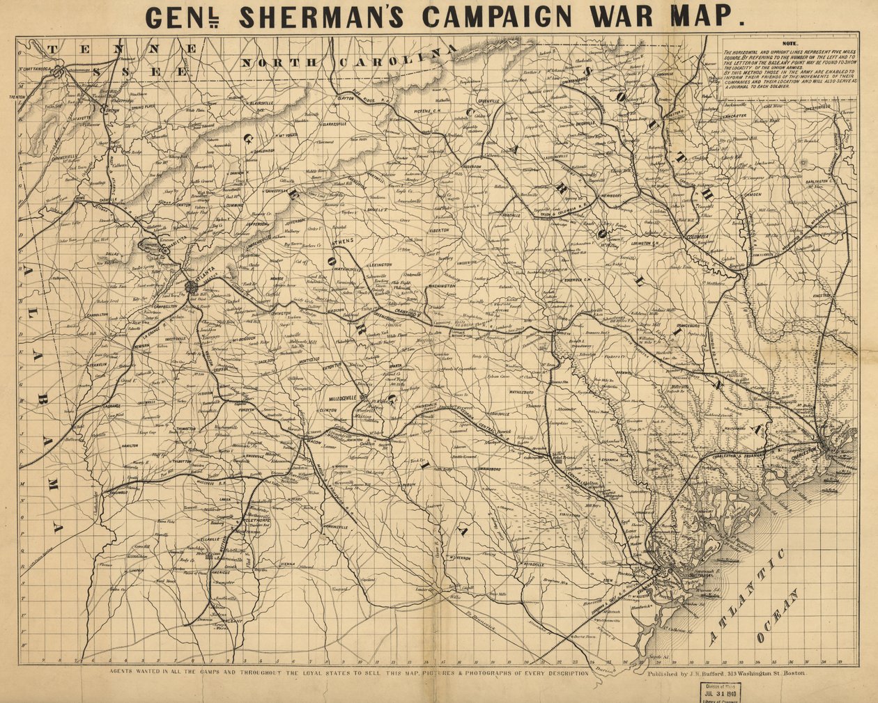 General Shermans krigskort fra kampagnen. LOC 99447285 af John Henry Bufford