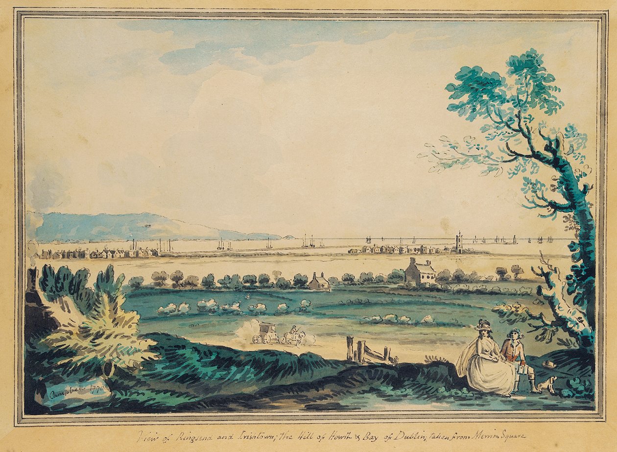 Udsigt over Ringsend fra Merrion Square, Dublin af John Henry Campbell