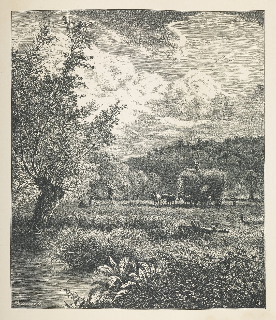 Plade 10. En høstak på en vogn.  Naturbilleder. En serie på tredive originale illustrationer tegnet på træ af J. H. Dell og graveret af R. Paterson.  John Henry Dell af John Henry Dell