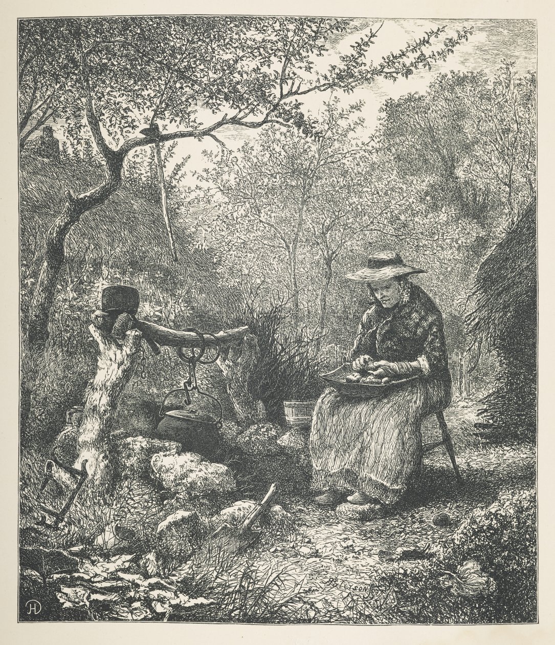 Tavle 22. En kvinde, der laver mad udenfor, fra 